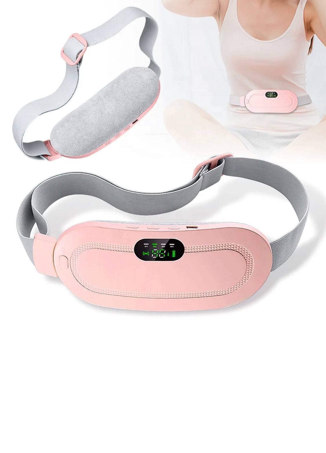1pc Heating Waist Belt For Menstrual Cramps Relief, Portable Cordless Heating Pad For Stomach, 3-Speed Temperature Adjustment And 4-Speed Massage Modes, Back And Belly Heating Pad For Women