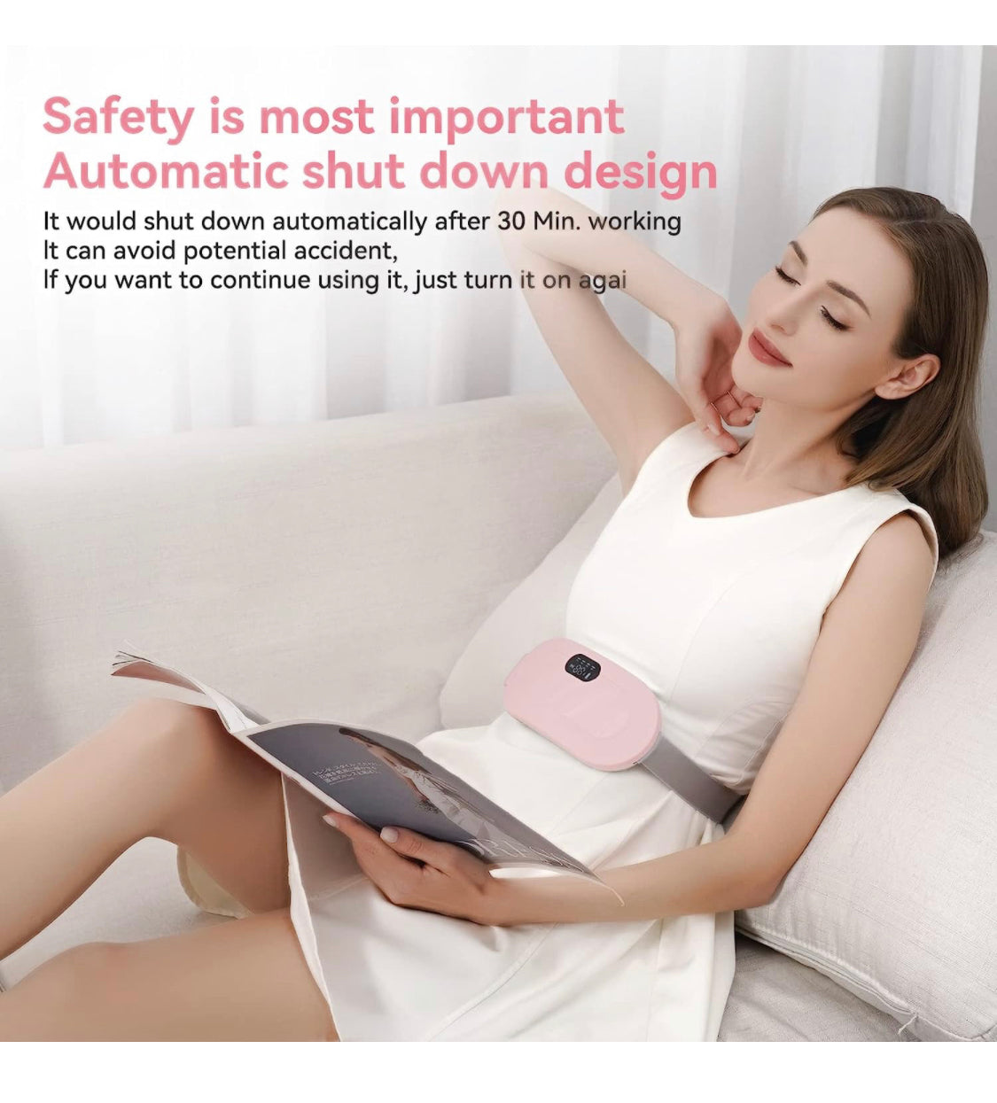 1pc Heating Waist Belt For Menstrual Cramps Relief, Portable Cordless Heating Pad For Stomach, 3-Speed Temperature Adjustment And 4-Speed Massage Modes, Back And Belly Heating Pad For Women